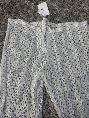 BECCA White Lace Crochet pants with Drawstring Waist